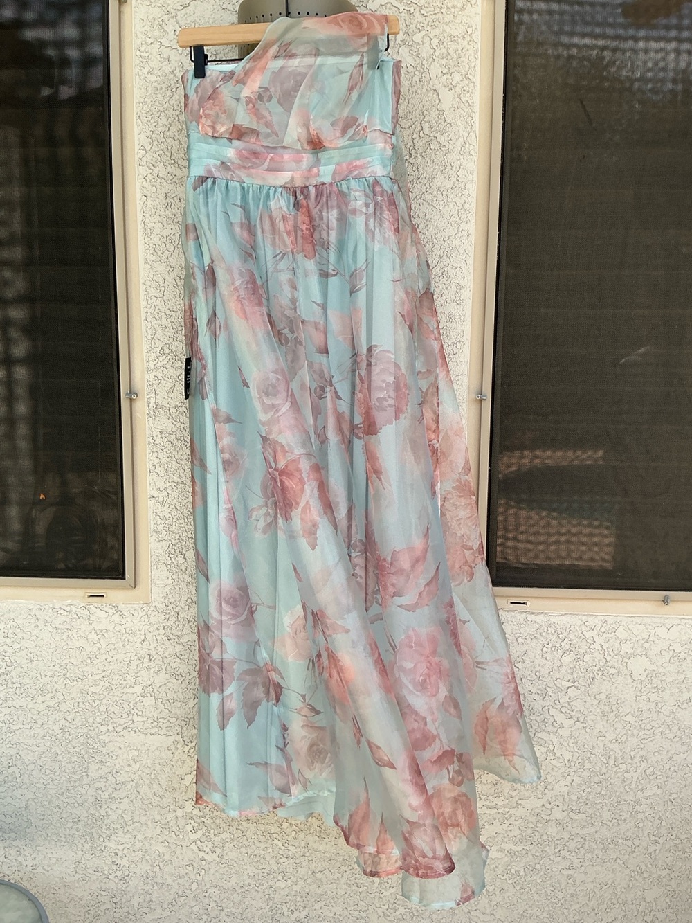 NWT Lulu’s Dramatically Lovely Blue Floral One-Shoulder Maxi Dress Medium Chic - Picture 7 of 14